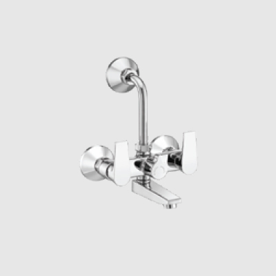 Wall mixer with provision for overhead shower with bend pipe and wall flange